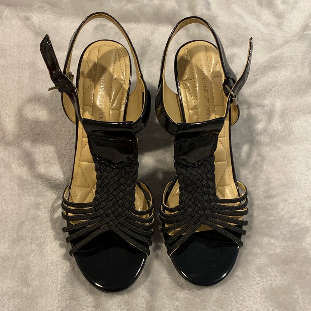 Adrienne Vittadini patent wedge sandals size 8.5